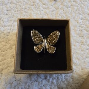 Sparkling Gold Butterfly Ring for Women